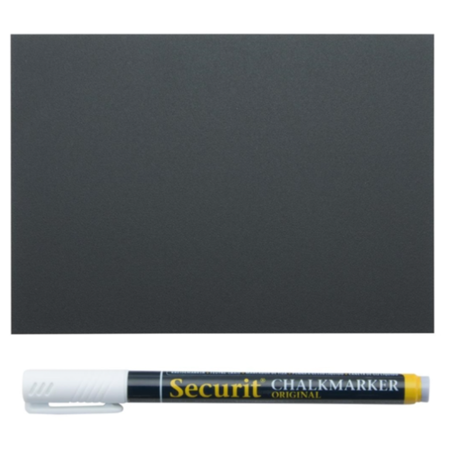 Étiquettes tableau noir A6 avec marqueur craie | 4 supports à pointes et 2 supports transparents | ( 20 pièces )
