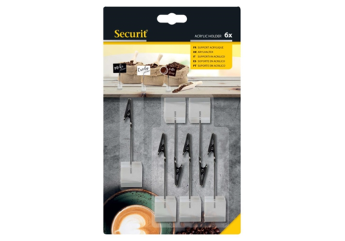  Securit Porte-étiquette en acrylique | Plastique | 17(h)x10,5(l)x32(p)cm | ( 6 pièces ) 
