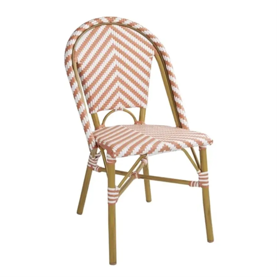 Rattan-Seitenstuhl im Pariser Stil | Koralle | (2er-Pack)
