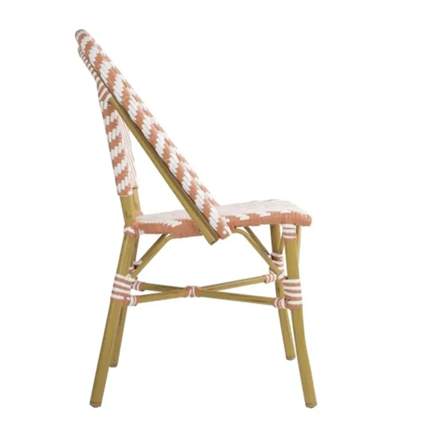 Rattan-Seitenstuhl im Pariser Stil | Koralle | (2er-Pack)