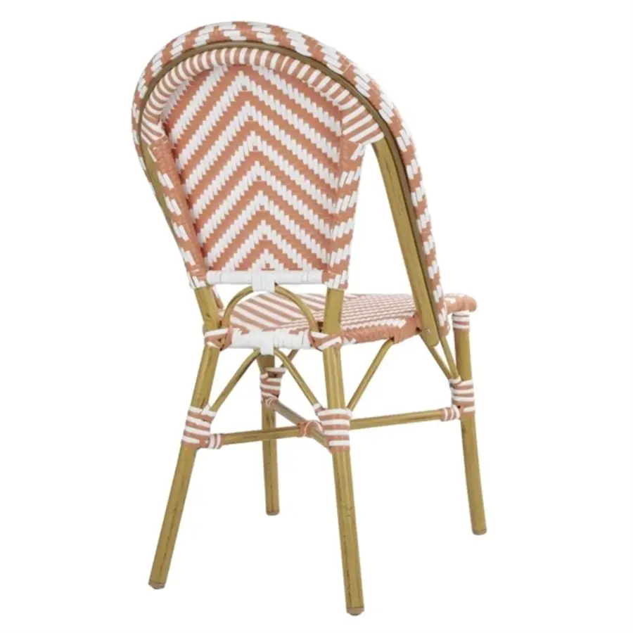 Rattan-Seitenstuhl im Pariser Stil | Koralle | (2er-Pack)