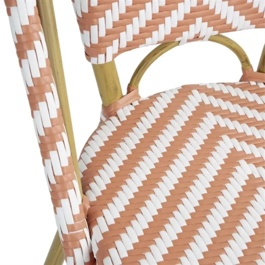 Rattan-Seitenstuhl im Pariser Stil | Koralle | (2er-Pack)