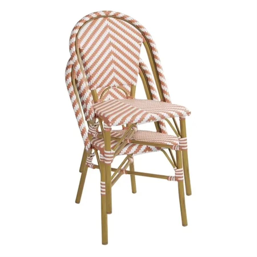 Rattan-Seitenstuhl im Pariser Stil | Koralle | (2er-Pack)