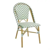 chaise d'appoint en rotin de style parisien | vert clair | (paquet de 2)