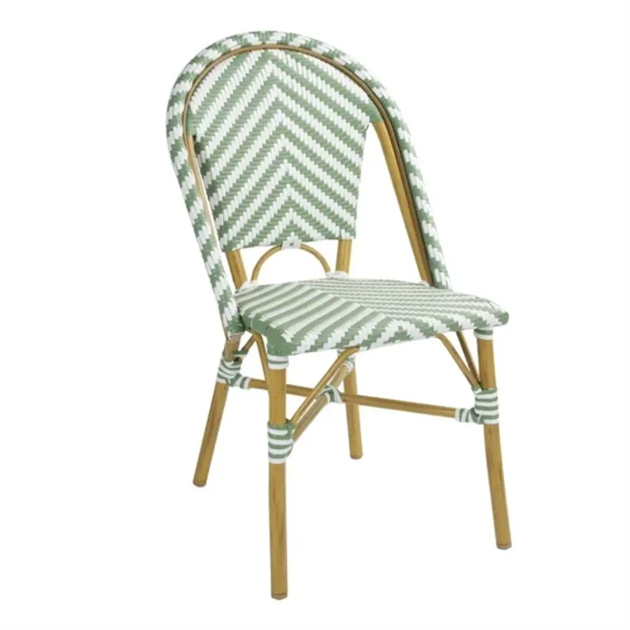 chaise d'appoint en rotin de style parisien | vert clair | (paquet de 2)