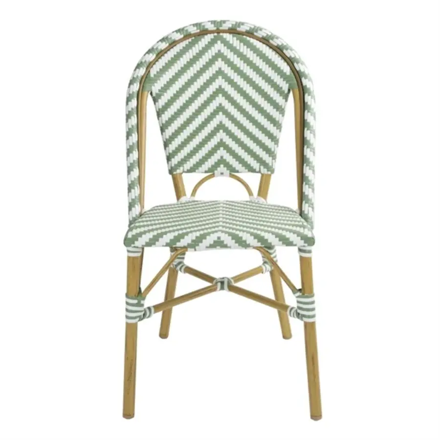 chaise d'appoint en rotin de style parisien | vert clair | (paquet de 2)