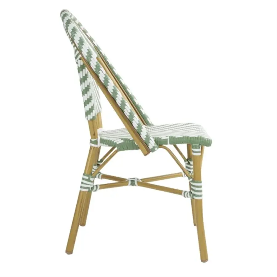 chaise d'appoint en rotin de style parisien | vert clair | (paquet de 2)