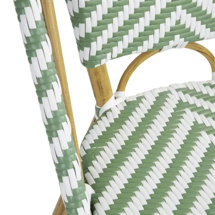 chaise d'appoint en rotin de style parisien | vert clair | (paquet de 2)
