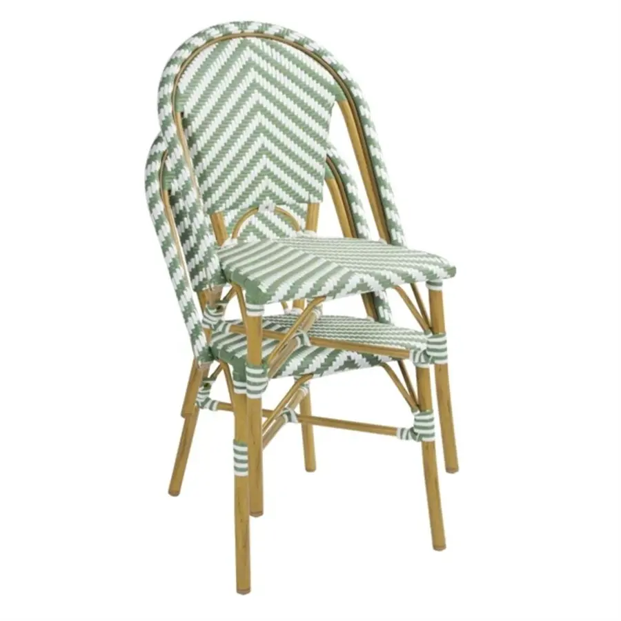 chaise d'appoint en rotin de style parisien | vert clair | (paquet de 2)