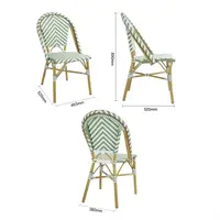 chaise d'appoint en rotin de style parisien | vert clair | (paquet de 2)