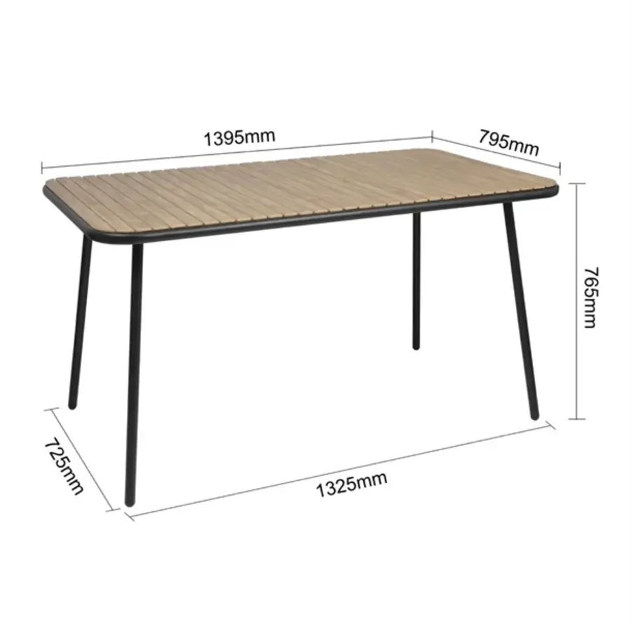 Santorini rechteckiger Tisch in Holzoptik | 75,5 (H) x 140 (B) x 79,8 (T) cm