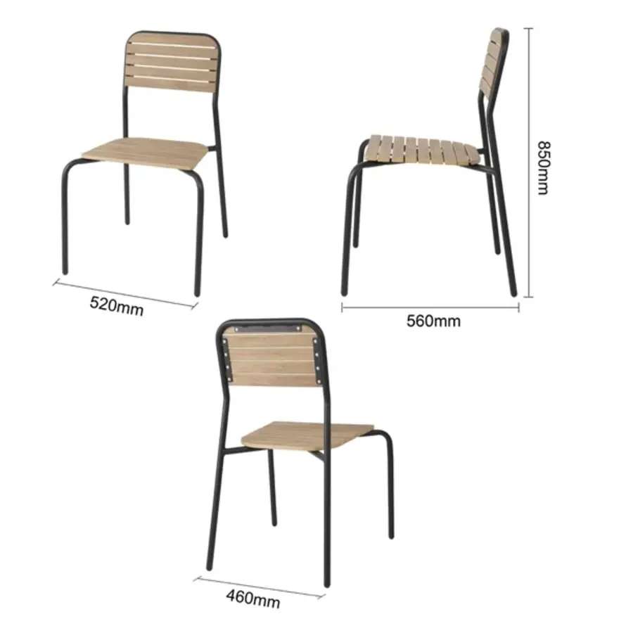 Santorini garden chairs with wood effect | (4 pieces)