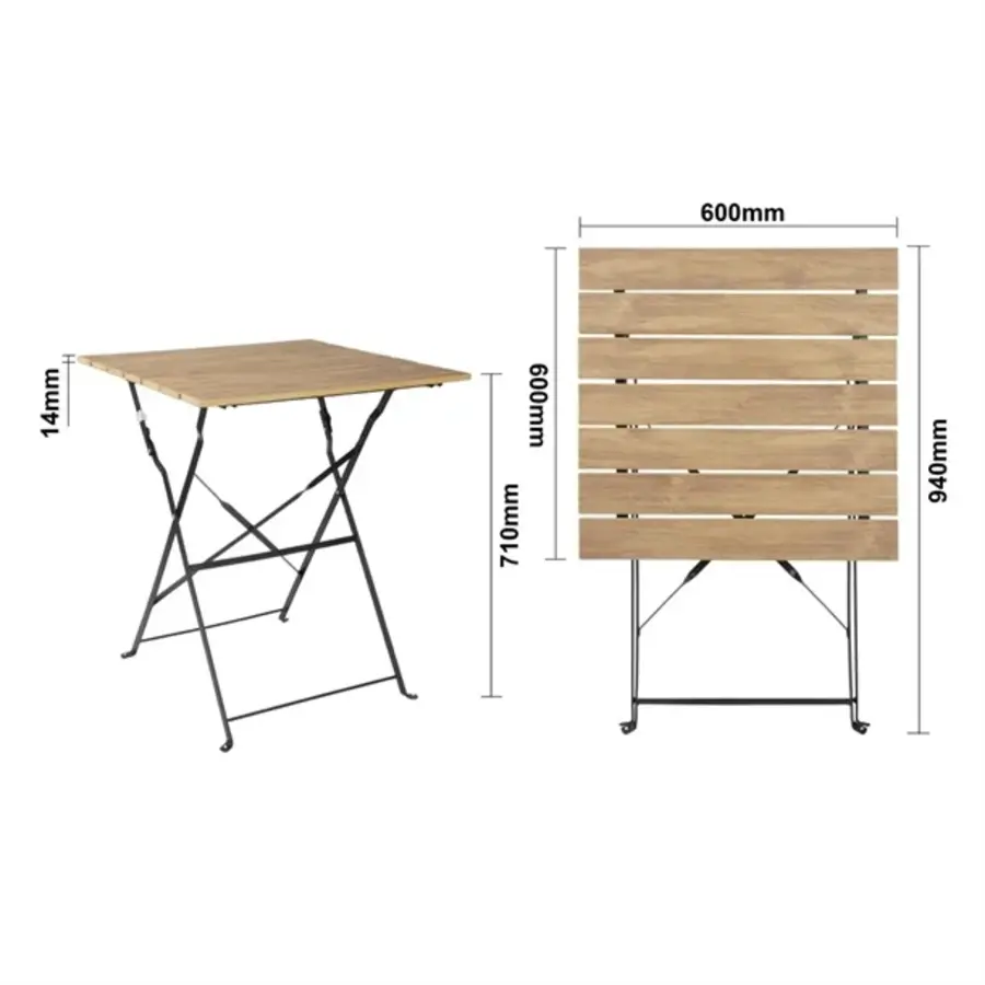quadratischer Tisch im Perth-Pflasterstil mit Holzeffekt | 71 (H) x 60 (B) x 60 (T) cm