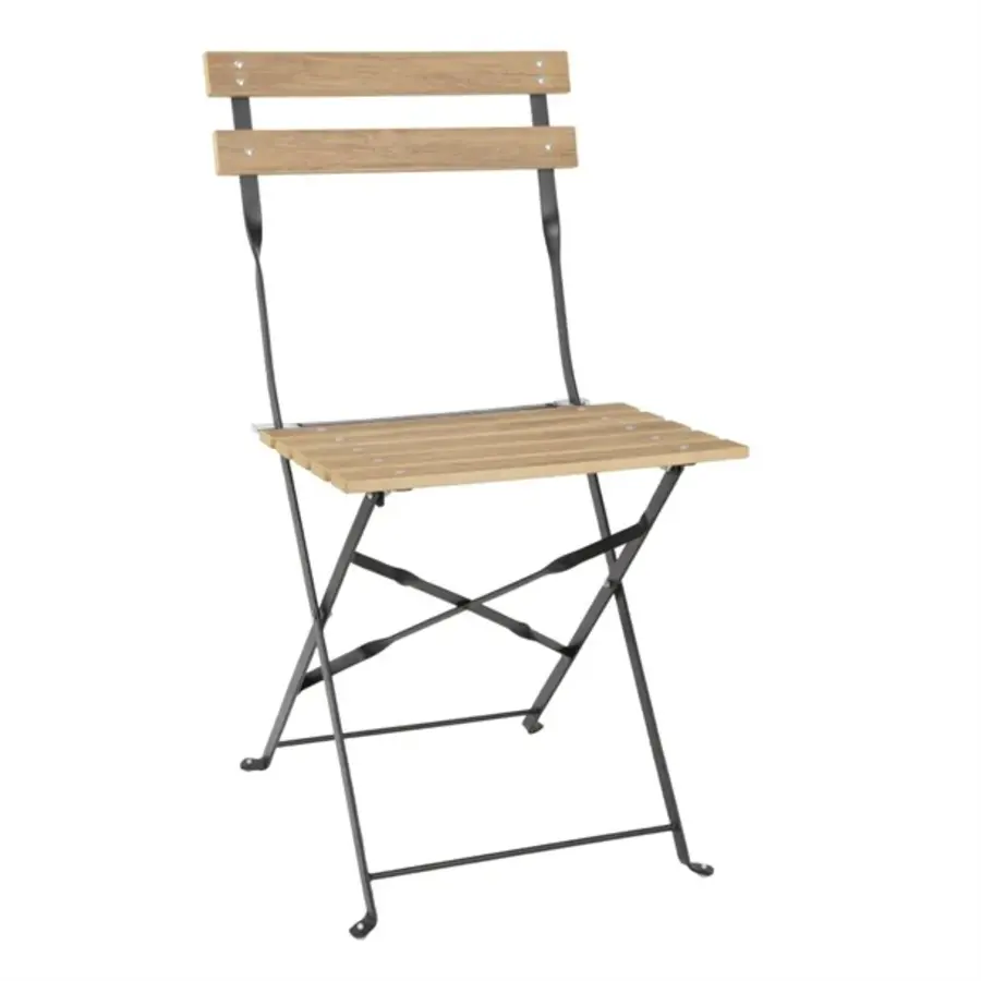 perth pavement style wood effect folding chairs | (pack of 2)