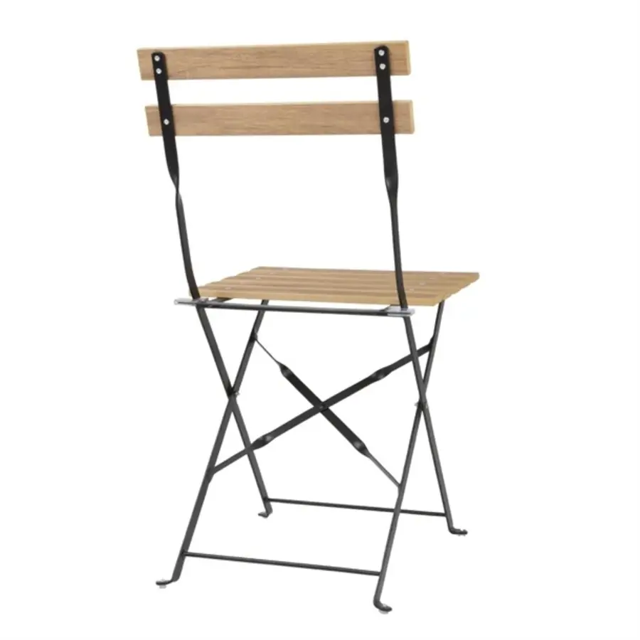 perth pavement style wood effect folding chairs | (pack of 2)