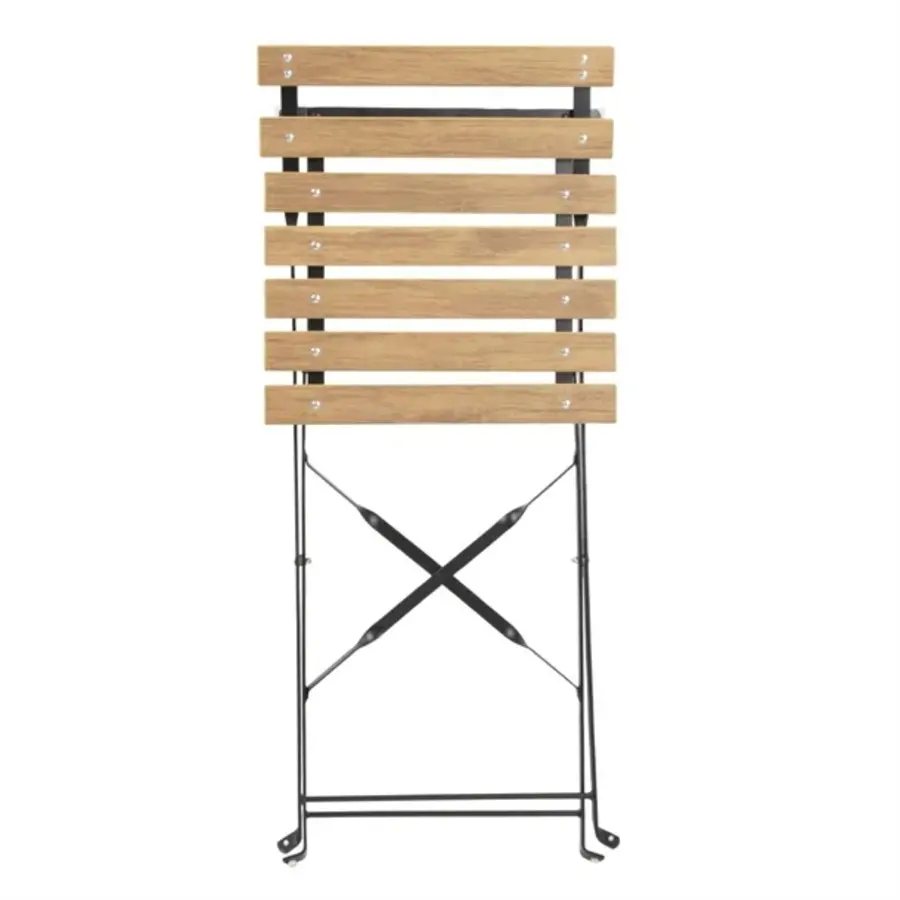 perth pavement style folding chairs with wood effect | (pack of 2)