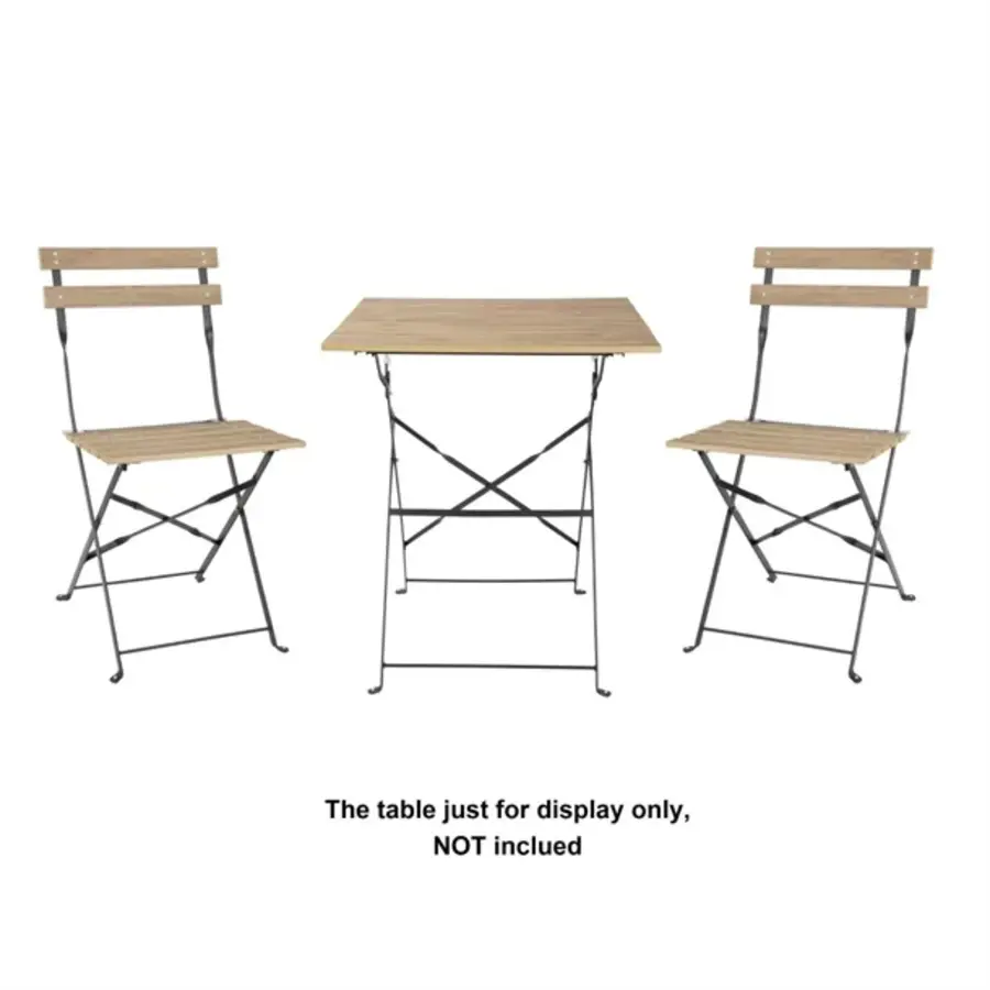 perth pavement style folding chairs with wood effect | (pack of 2)