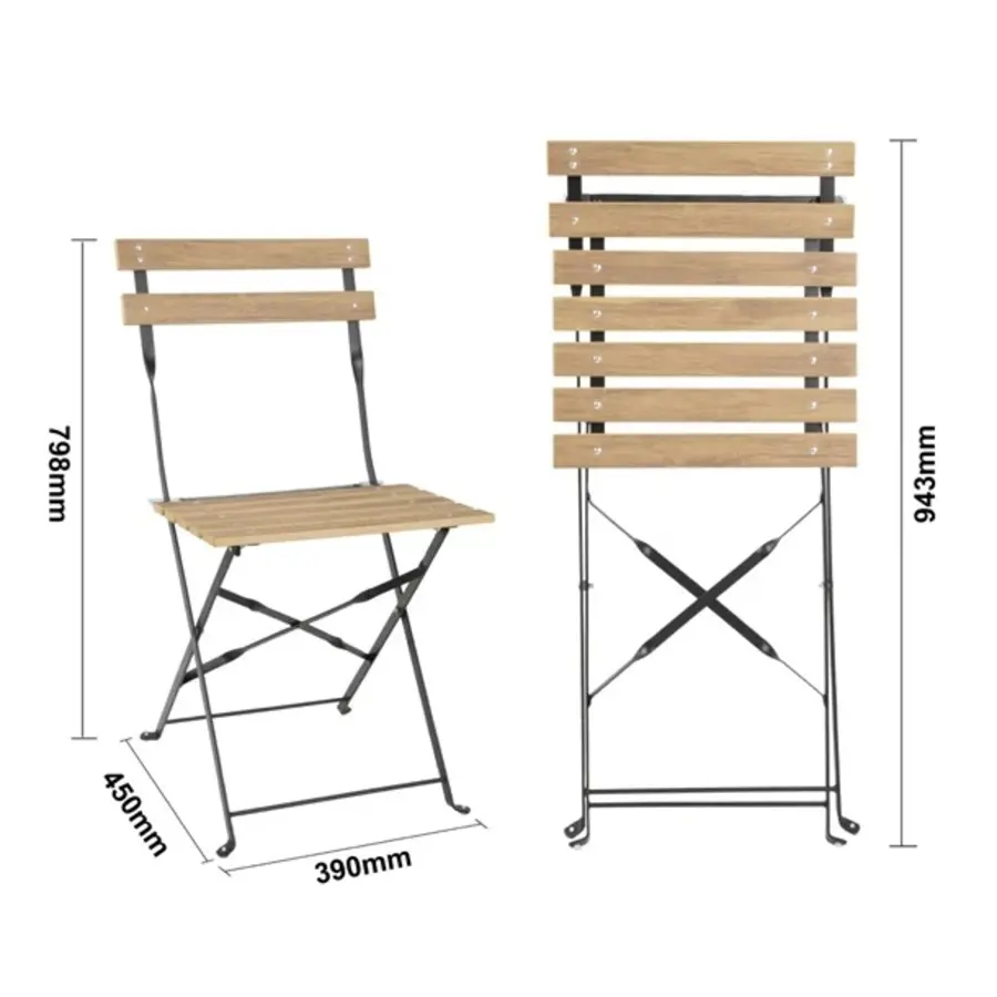 perth pavement style wood effect folding chairs | (pack of 2)