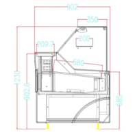 Refrigerated display case Wesley | Stainless steel | Black | 159 (w) x 90.2 (d) x 123 cm (h)