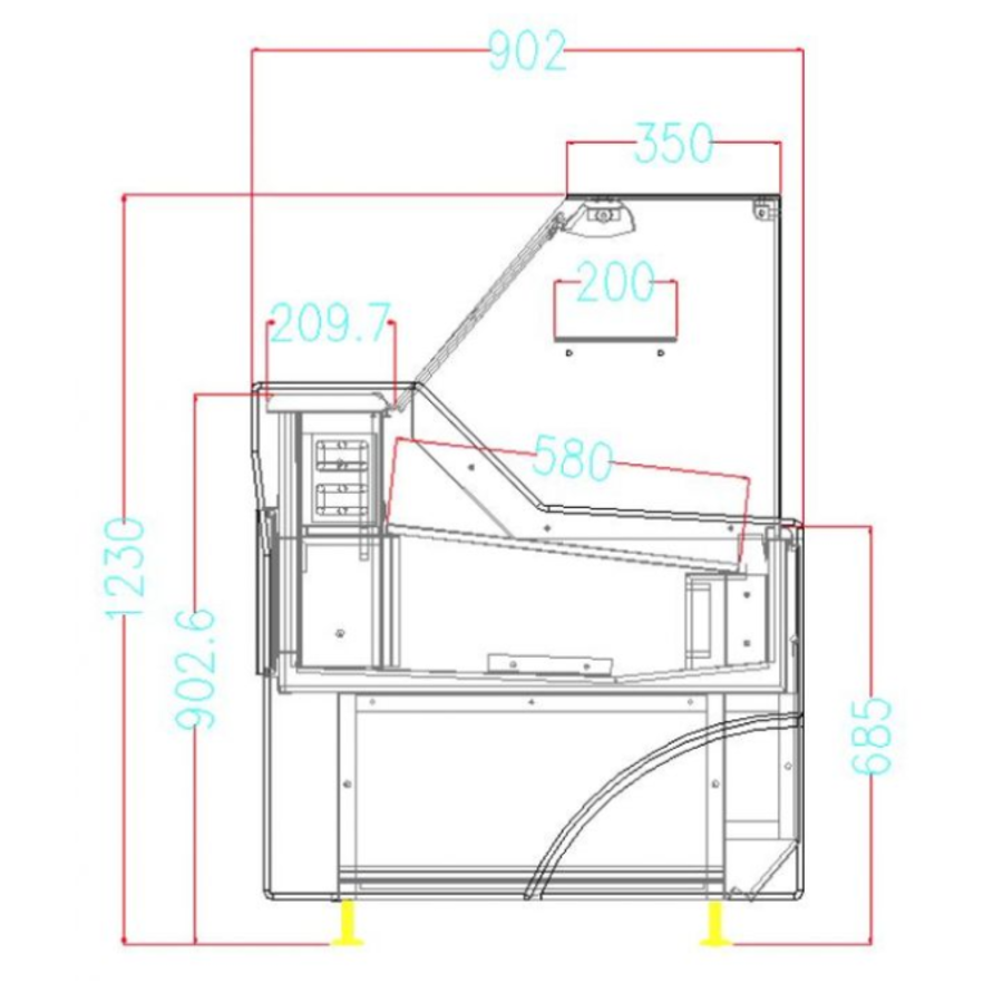 Refrigerated display case Wesley | Stainless steel | Black | 159 (w) x 90.2 (d) x 123 cm (h)