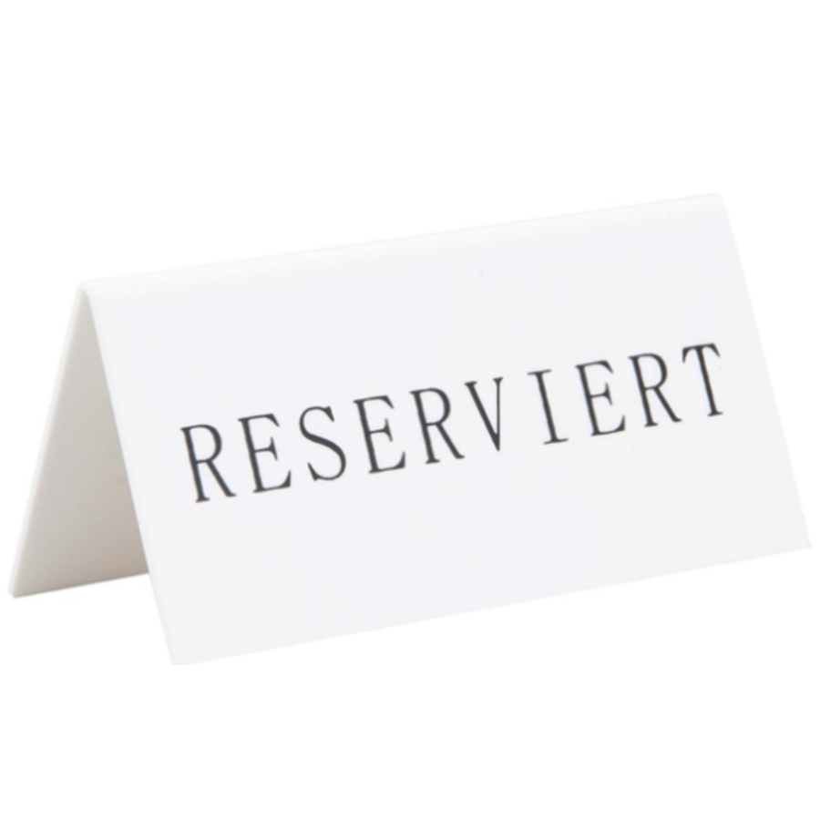 Securit Reservation Table steht auf Deutsch Reserviert | Kunststoff | 14,2 (H) x 8 (B) x 49 (T) cm