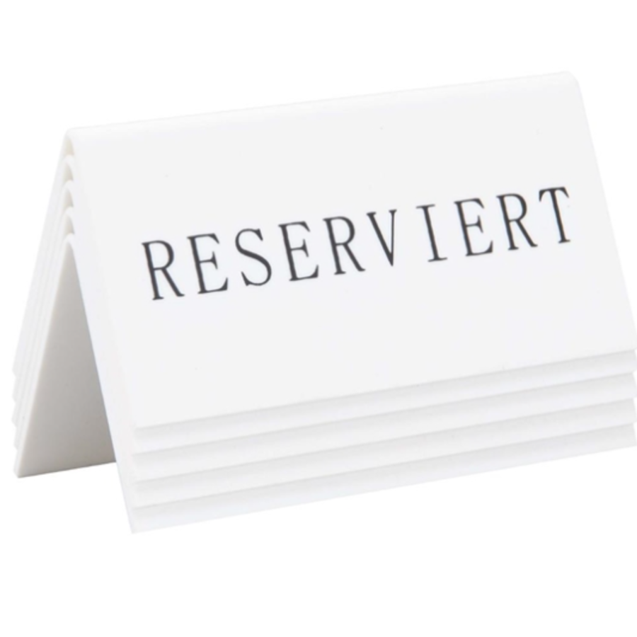 Securit Reservation Table steht auf Deutsch Reserviert | Kunststoff | 14,2 (H) x 8 (B) x 49 (T) cm
