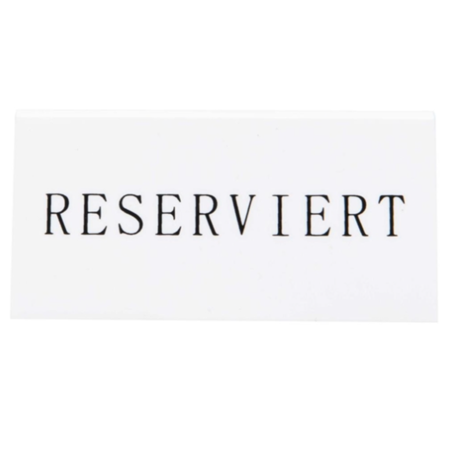 Securit Reservation Table steht auf Deutsch Reserviert | Kunststoff | 14,2 (H) x 8 (B) x 49 (T) cm