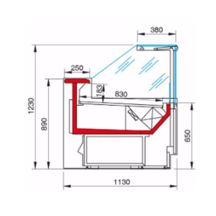 Kühlvitrine - ZARA2 VENT GI L200 | 1.955 (B) x 1.130 (T) x 1.230 (H) mm