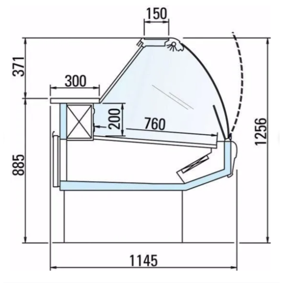 Koeltoonbank - DALLAS3 VC 3750 Ventilated | 3.830(b) x 1.145 (d) x 1.256 (h) mm