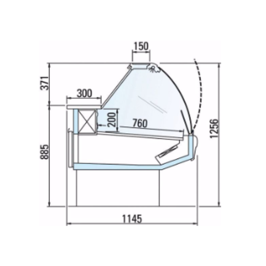 Koeltoonbank - DALLAS3 VC 1875 Ventilated | RVS | 1.955(b) x 1.145(d) x1.256 (h) mm