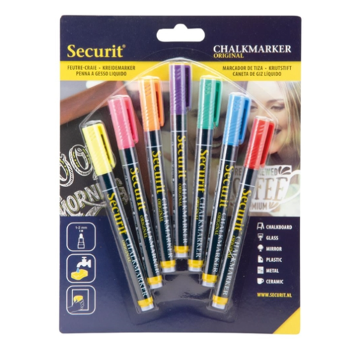  Securit Liquid chalk marker 1-2mm Nib | 7 Colors | 7 Pieces 