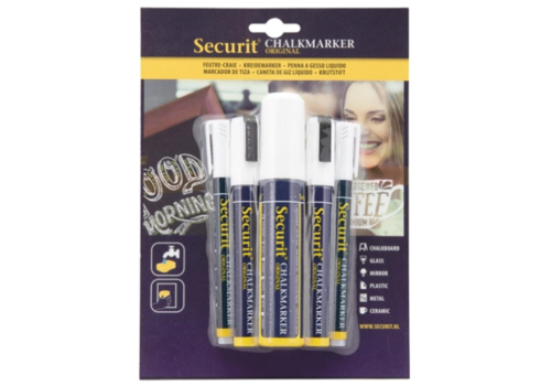  Securit 5 Original Chalk Marker, hammered marker with block point | White | Liquid chalk 