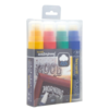 Watervaste krijtstift in rood, groen, geel, blauw met 7-15 mm penpunt | 4 Stuks | Glas + Krijtbord |