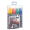 Securit Wasserfester Kreidemarker in Rot, Grün, Gelb, Blau mit 7-15 mm Spitze | 4 Stück | Glas + Tafel |