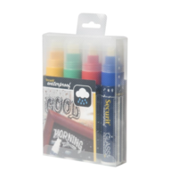 Waterproof chalk marker in red, green, yellow, blue with 7-15 mm nib | 4 Pieces | Glass + Chalkboard |