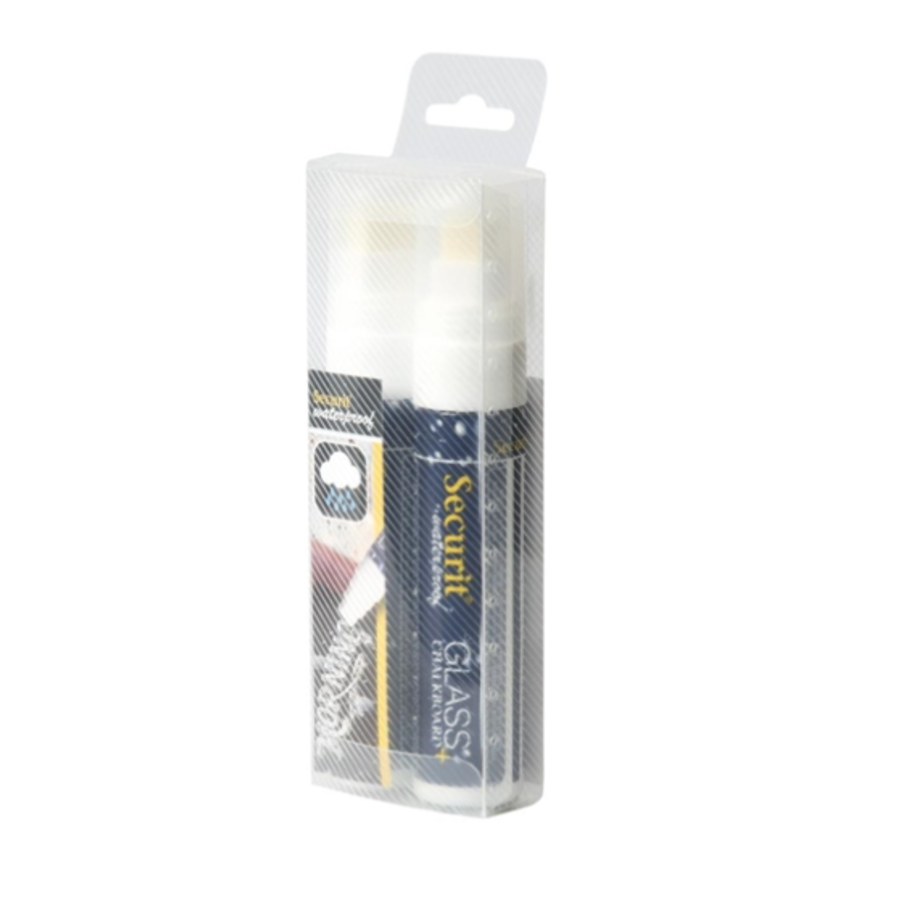 Marqueur à craie imperméable blanc avec pointe de 7 à 15 mm | 2 pièces | verre + tableau noir
