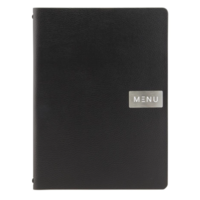 Couverture de menu A4 en cuir brut noir