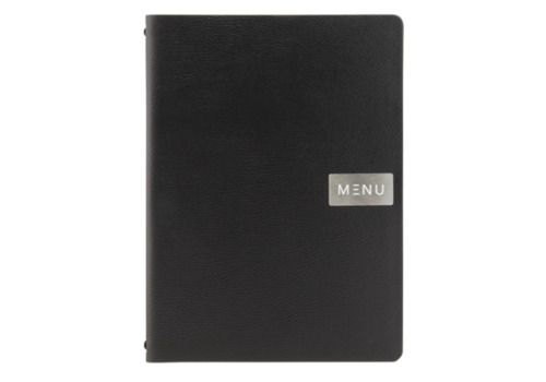  Securit Couverture de menu A4 en cuir brut noir 