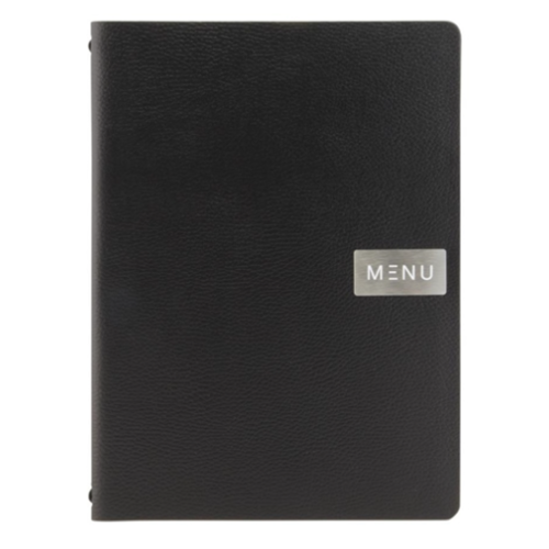  Securit Menübuchhülle aus Leder, A4 Rough, in Schwarz 