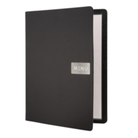 Couverture de menu A4 en cuir brut noir