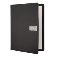 Leather, A4 Raw menu book cover in black