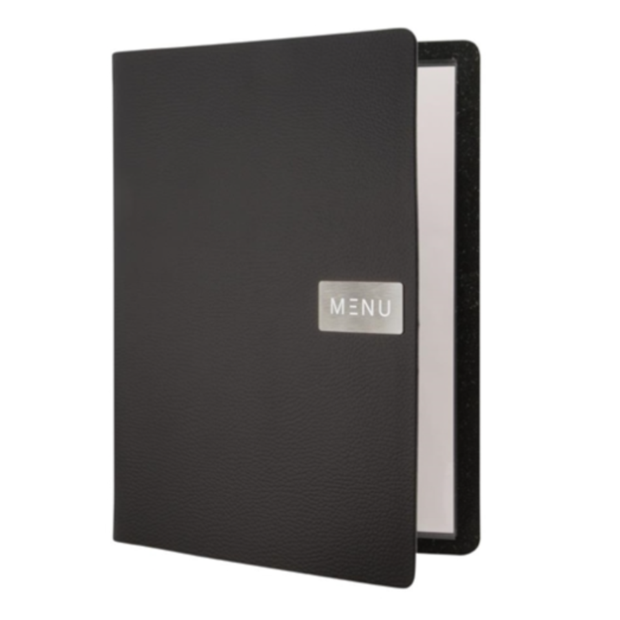 Menübuchhülle aus Leder, A4 Rough, in Schwarz