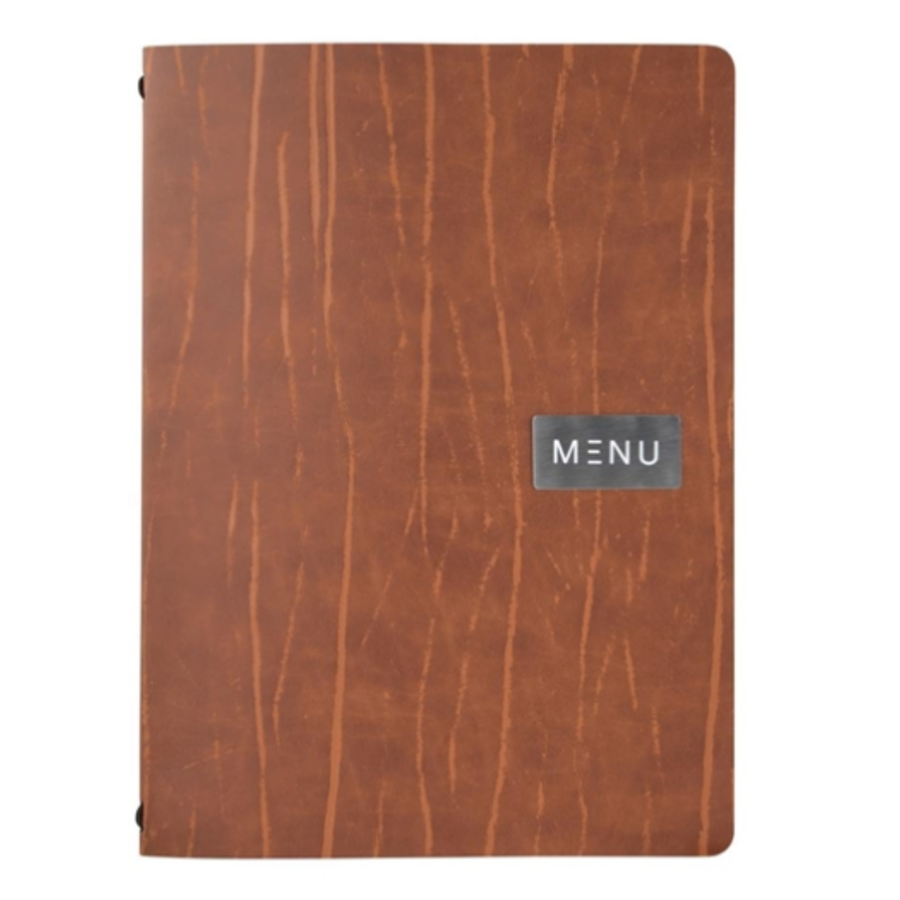 Carte de menu en cuir reconstitué Ruga de la série Leather A4