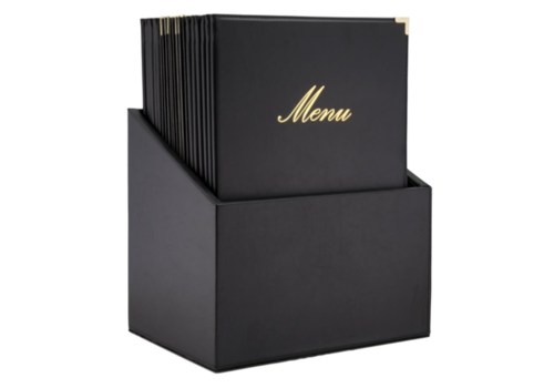  Securit Classic leather style 20 sets 4x A4 menu cards | Faux leather | 22.3(w) x 30.2(d) x 37.4 (h) cm 