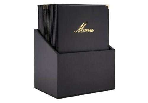 Securit Secure | Classic leather style 20 sets of 4x A4 menu cards | Leatherette | 37.4(h)x22.3(w)x30.2(d)cm 