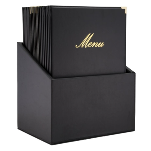  Securit Secure | Classic leather style 20 sets of 4x A4 menu cards | Leatherette | 37.4(h)x22.3(w)x30.2(d)cm 