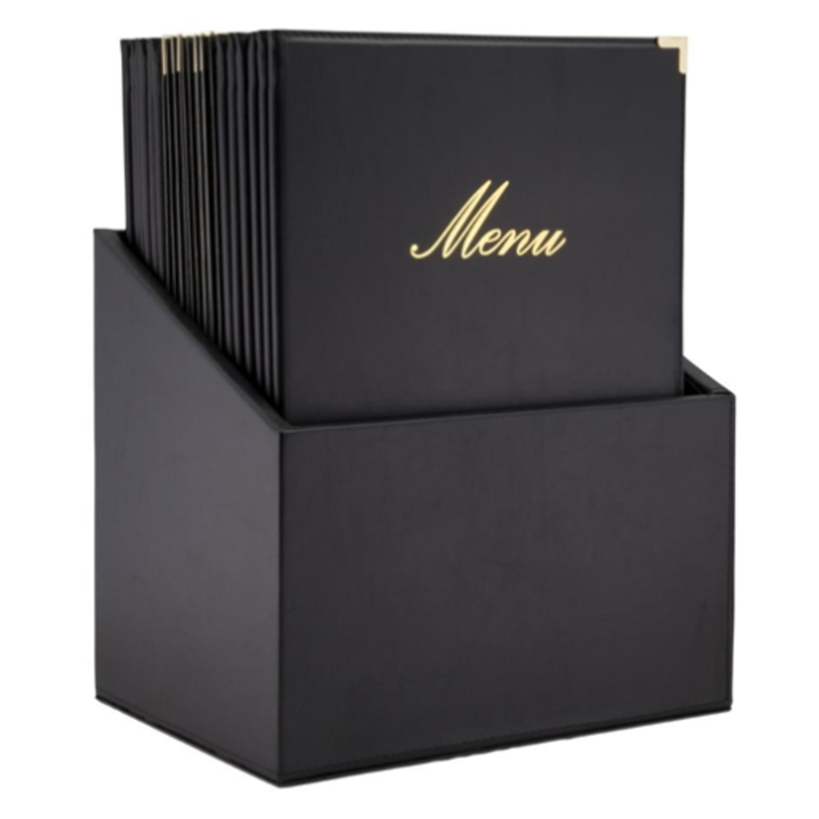 Klassischer Lederstil 20 Sets 4x A4 Menükarten | Kunstleder | 22,3 (B) x 30,2 (T) x 37,4 (H) cm