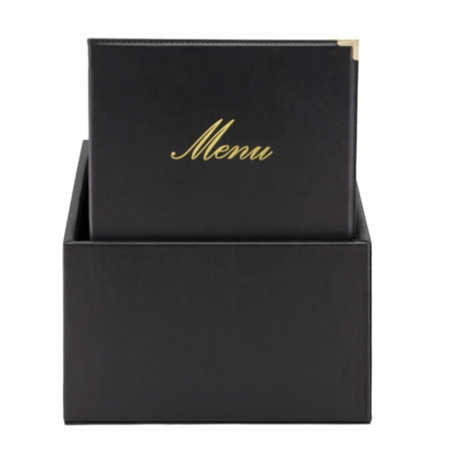 Classic leather style 20 sets 4x A4 menu cards | Faux leather | 22.3(w) x 30.2(d) x 37.4 (h) cm