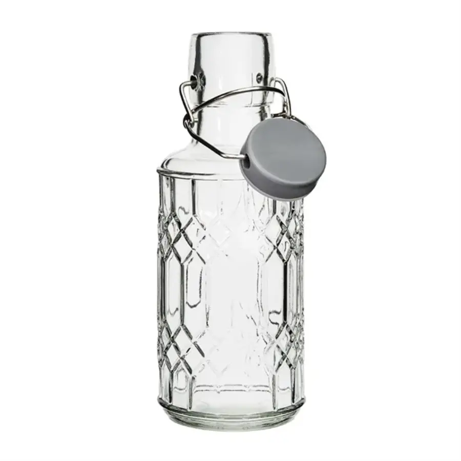 Geo glass water bottle with stopper | 380ml | (6 pieces)