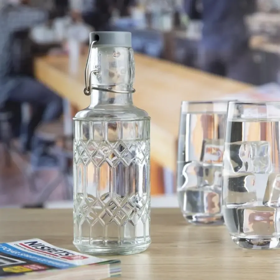 Geo-Glaswasserflasche mit Stopfen | 380 ml | (6 Stück)